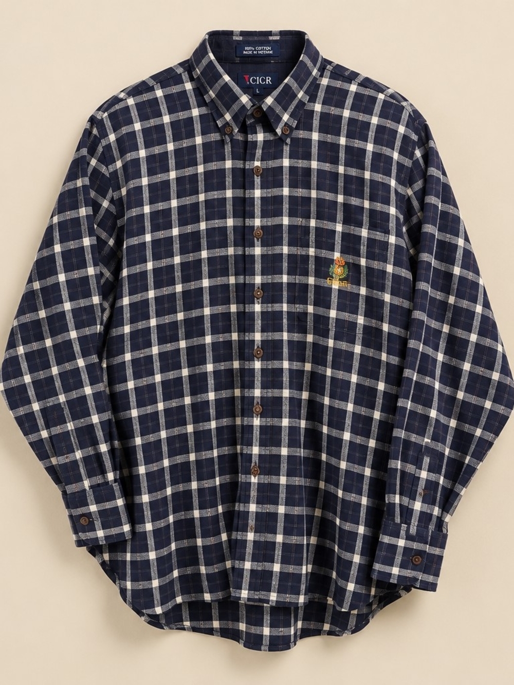 Vintage Chaps Ralph Lauren Navy Plaid Cotton Shirt XXL